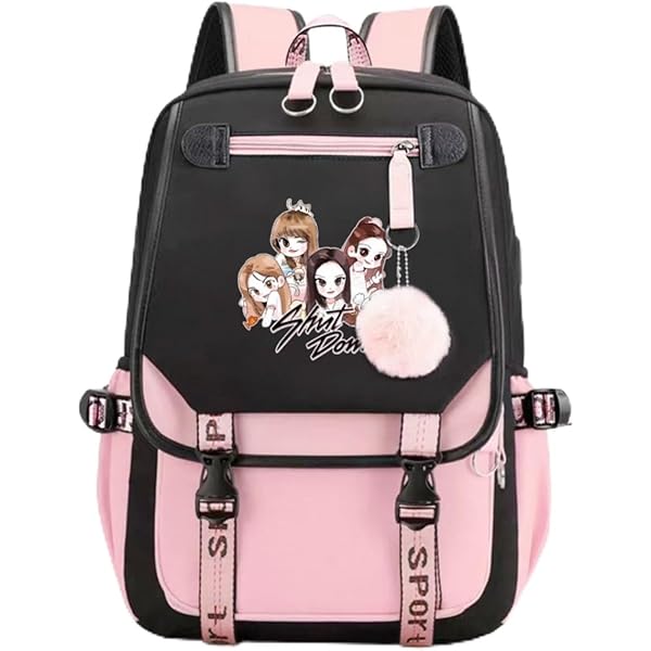 Amazon.com: CUSALBOY Kpop Backpack Black，Pink Shouler Bag